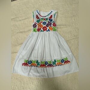 White Embroidered Floral Sleeveless Kids Dress size 5-6